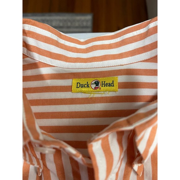 Vintage Duck Head Men's Orange Stripe Button Down Shirt Size XL (23" pit to pit) - Picture 4 of 10